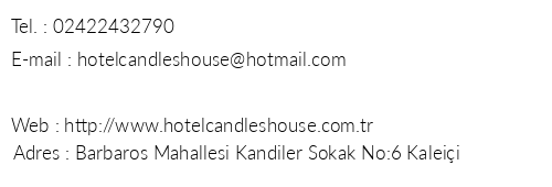 Candles House Apart Hotel telefon numaralar, faks, e-mail, posta adresi ve iletiim bilgileri